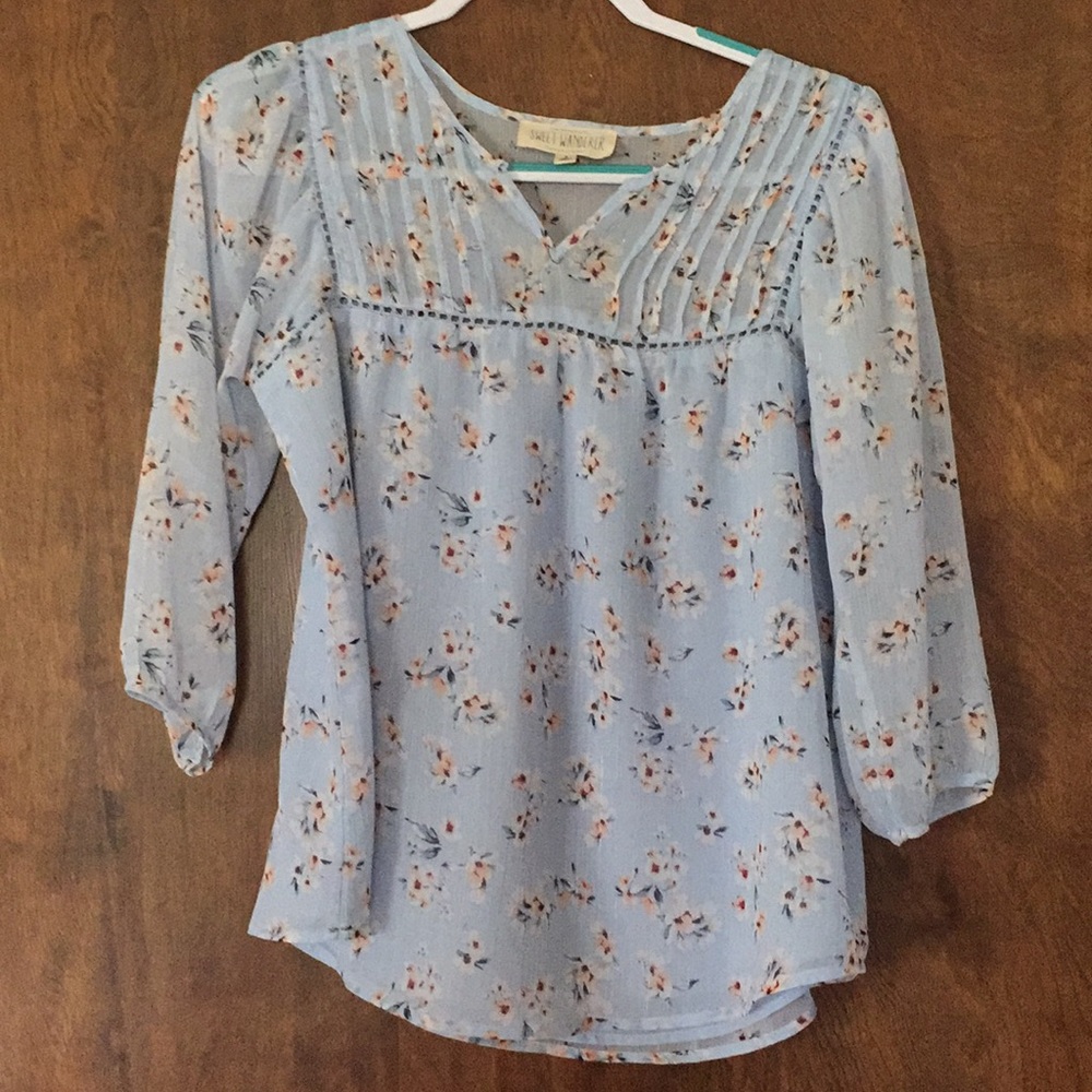 Baby Blue Floral Blouse